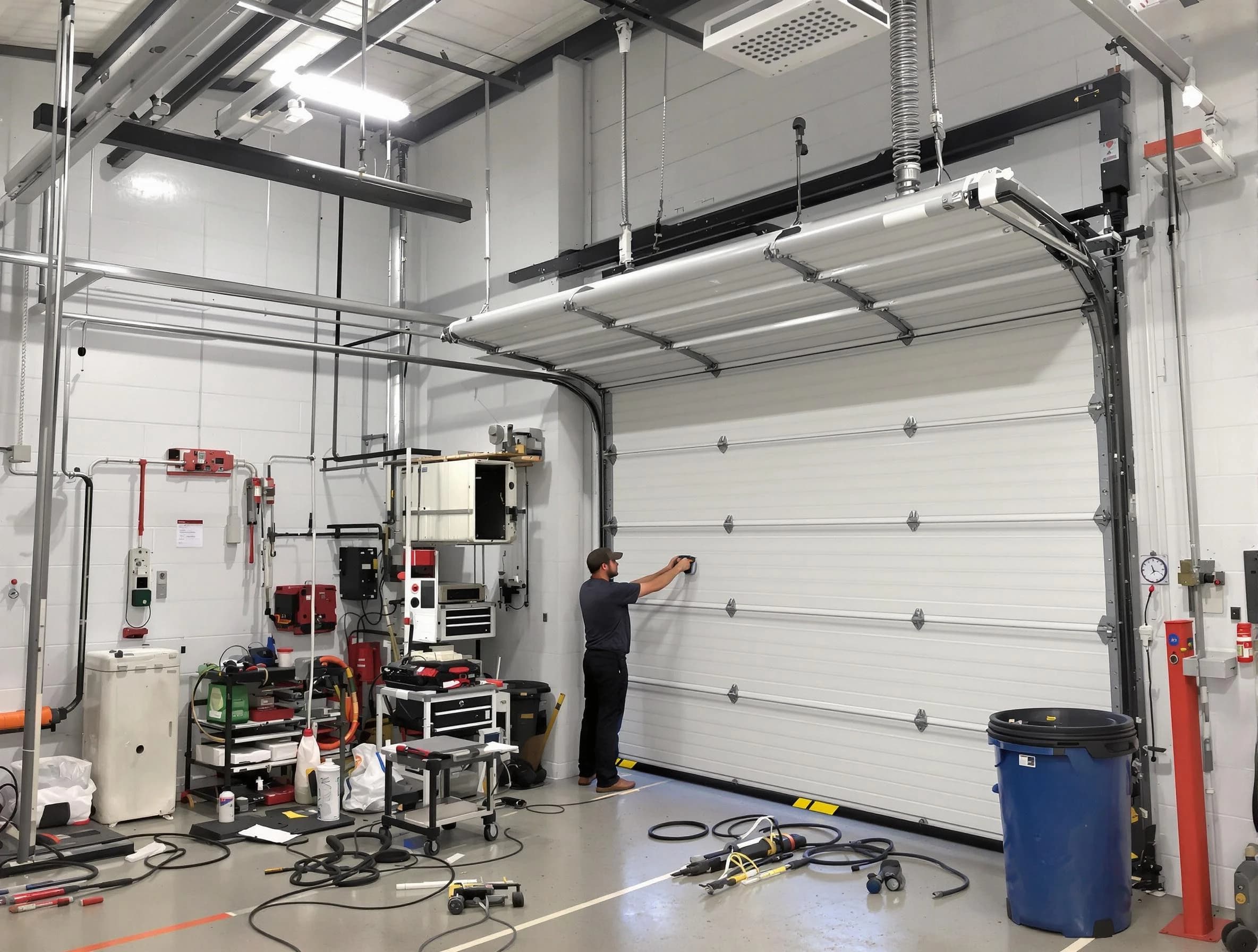 East Point Garage Door Repair certified technician performing commercial door repair at a East Point business facility