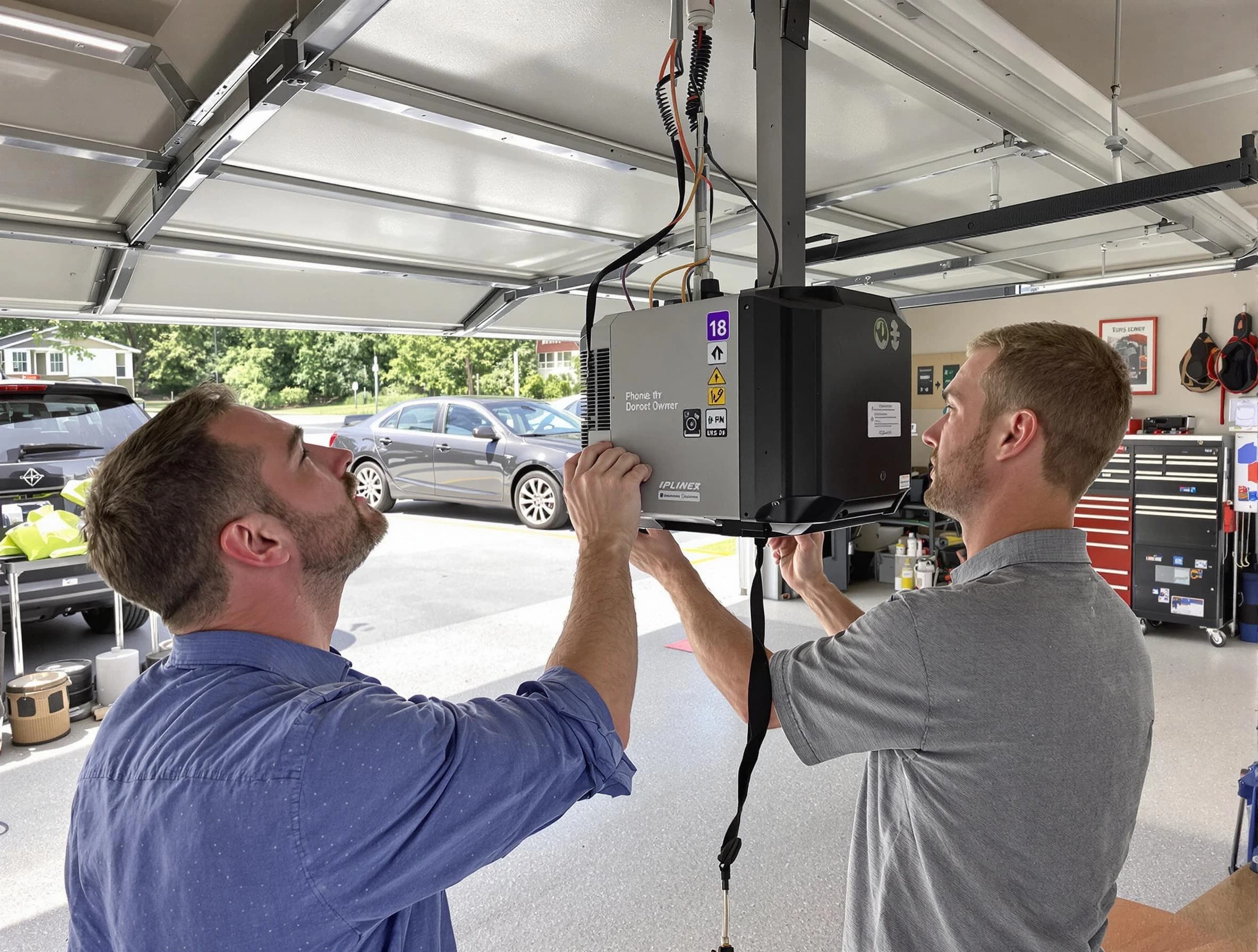 East Point Garage Door Repair technician installing garage door opener in East Point