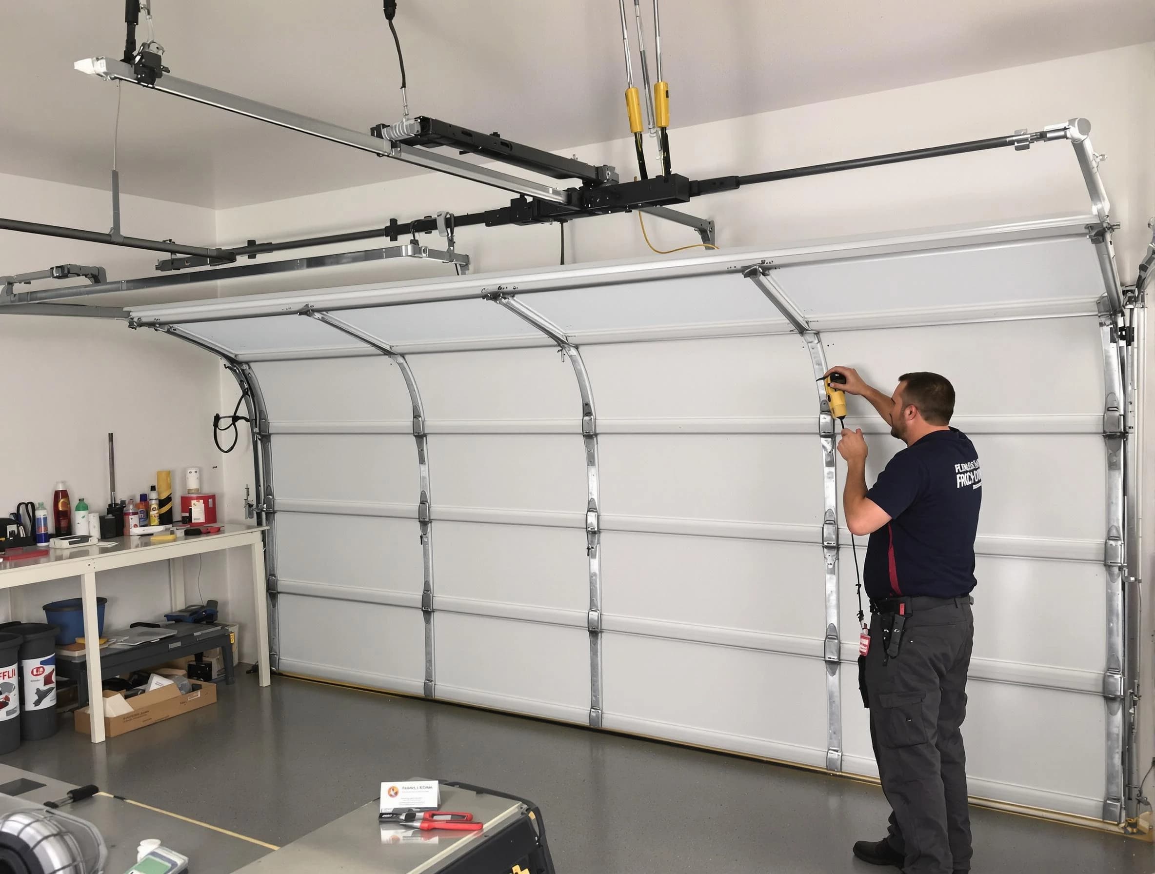 East Point Garage Door Repair certified technician performing overhead door system repair in East Point