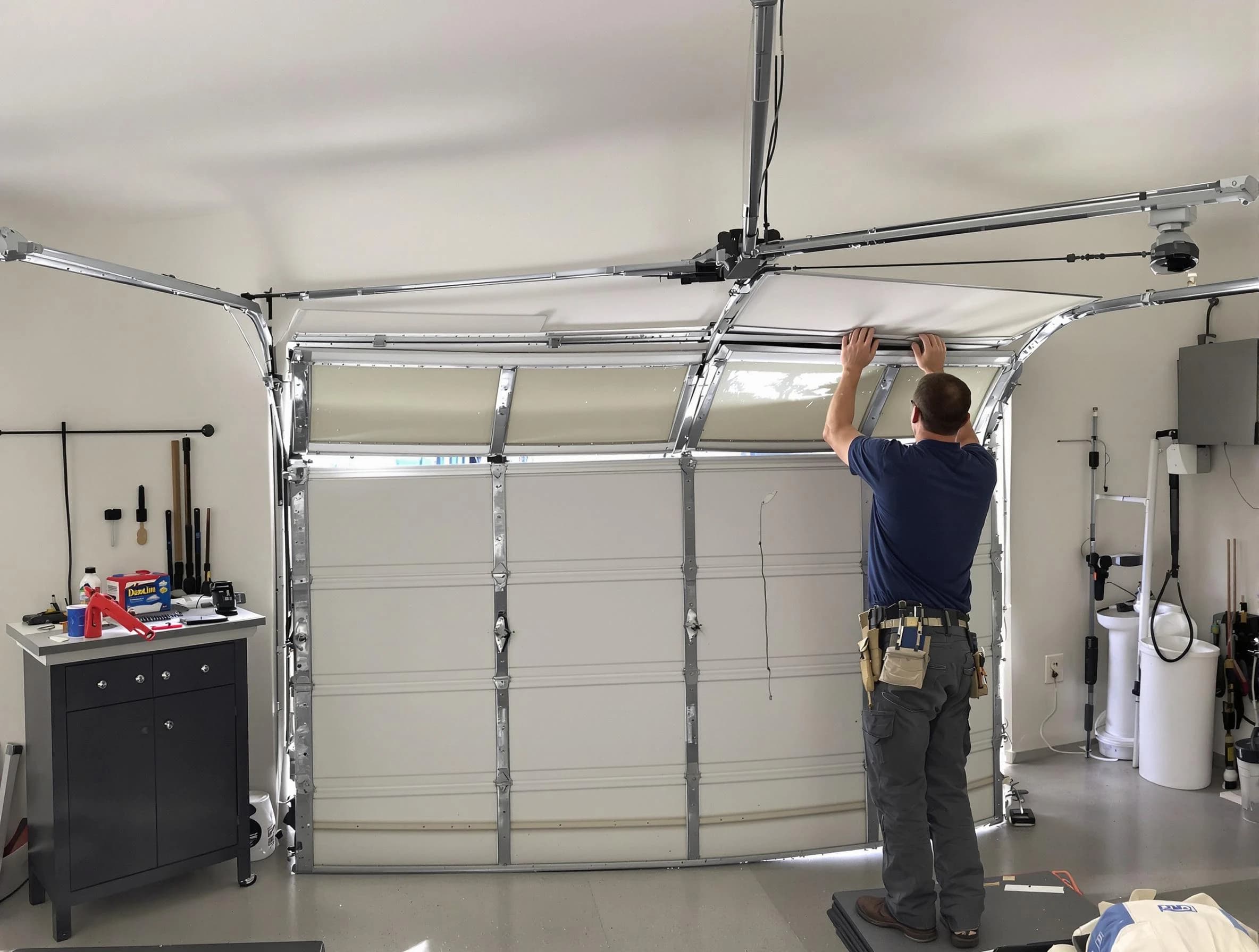 East Point Garage Door Repair specialist performing precise section replacement on East Point garage door