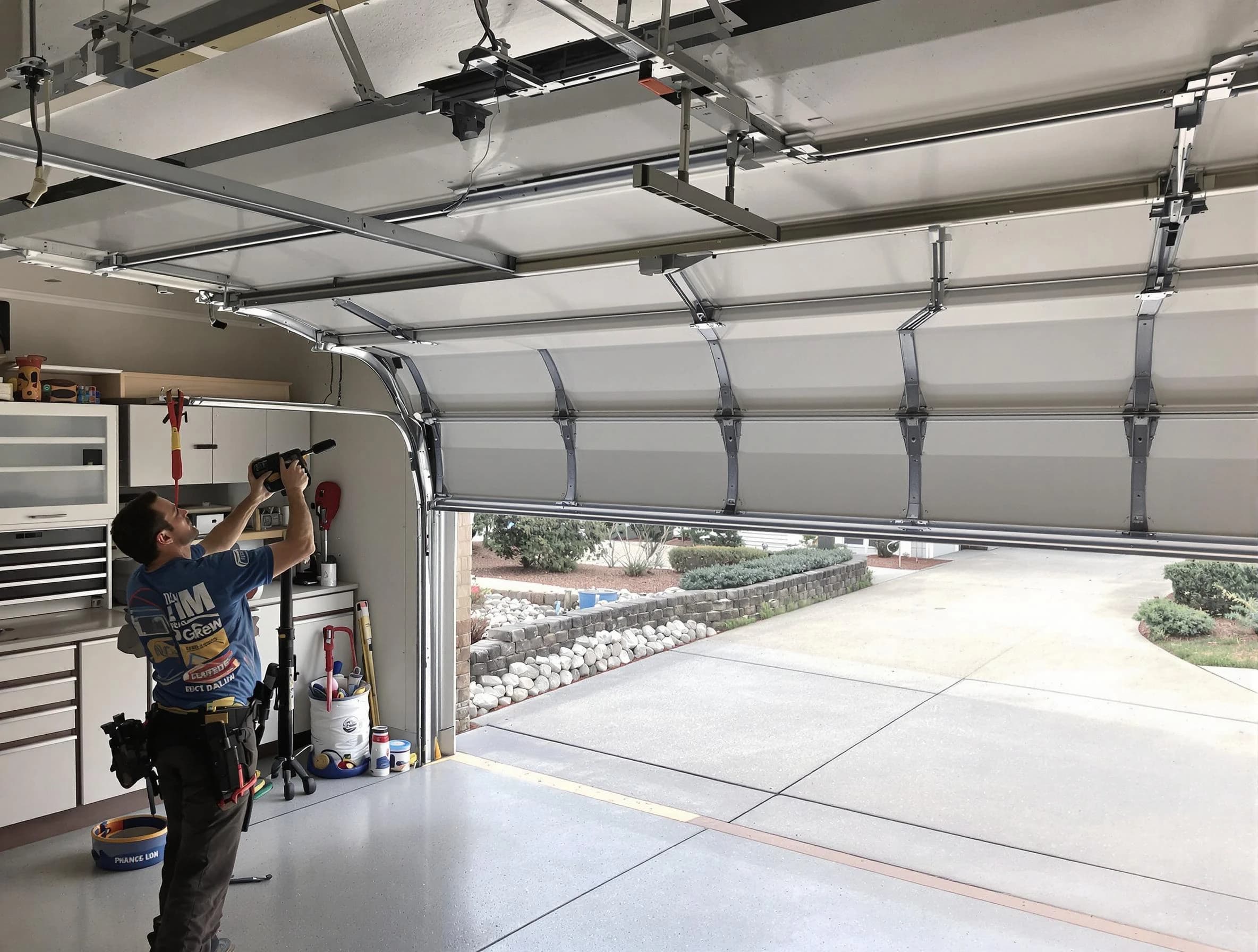 Garage door track repair service by East Point Garage Door Repair in East Point