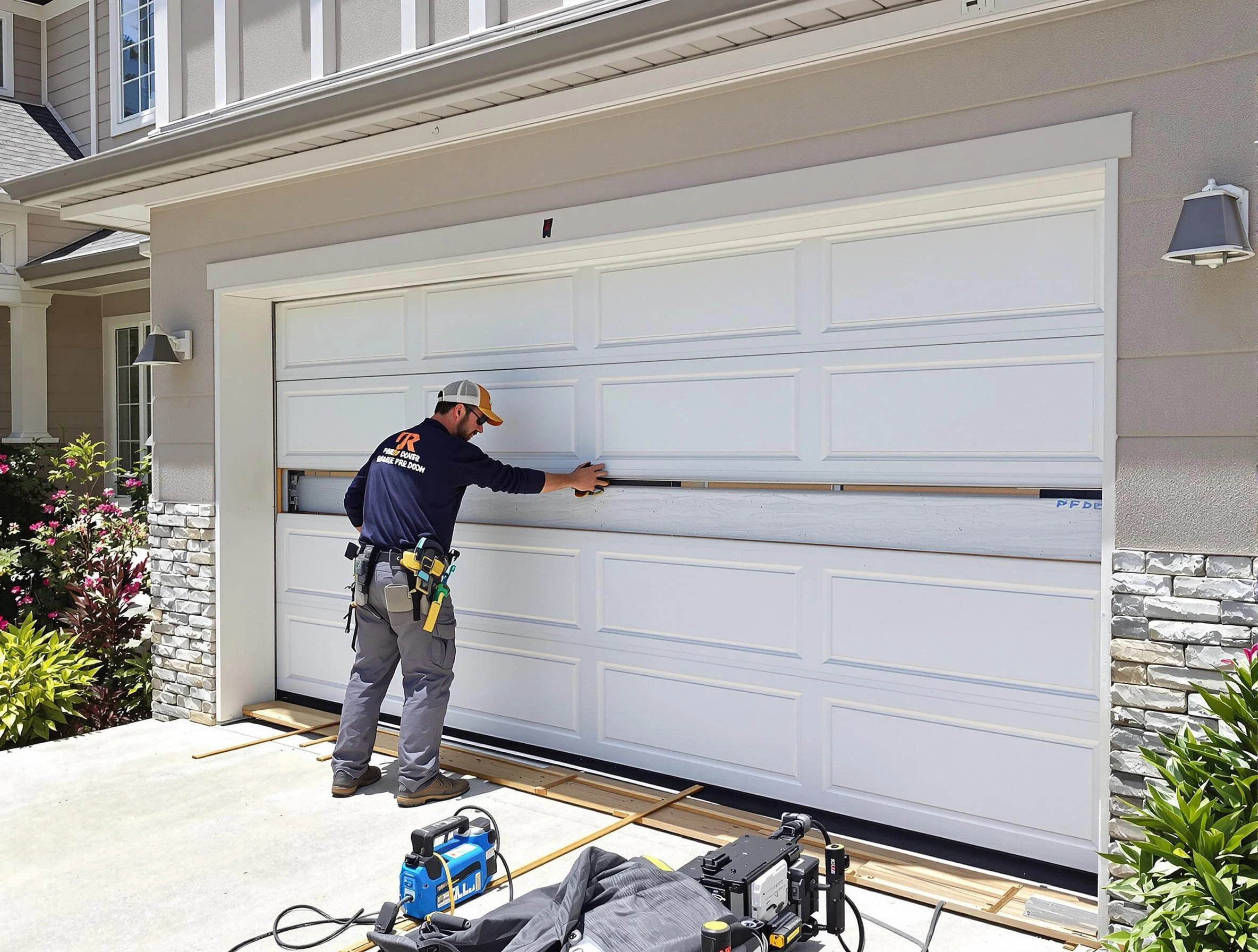 East Point Garage Door Repair team performing complete garage door replacement at East Point residence