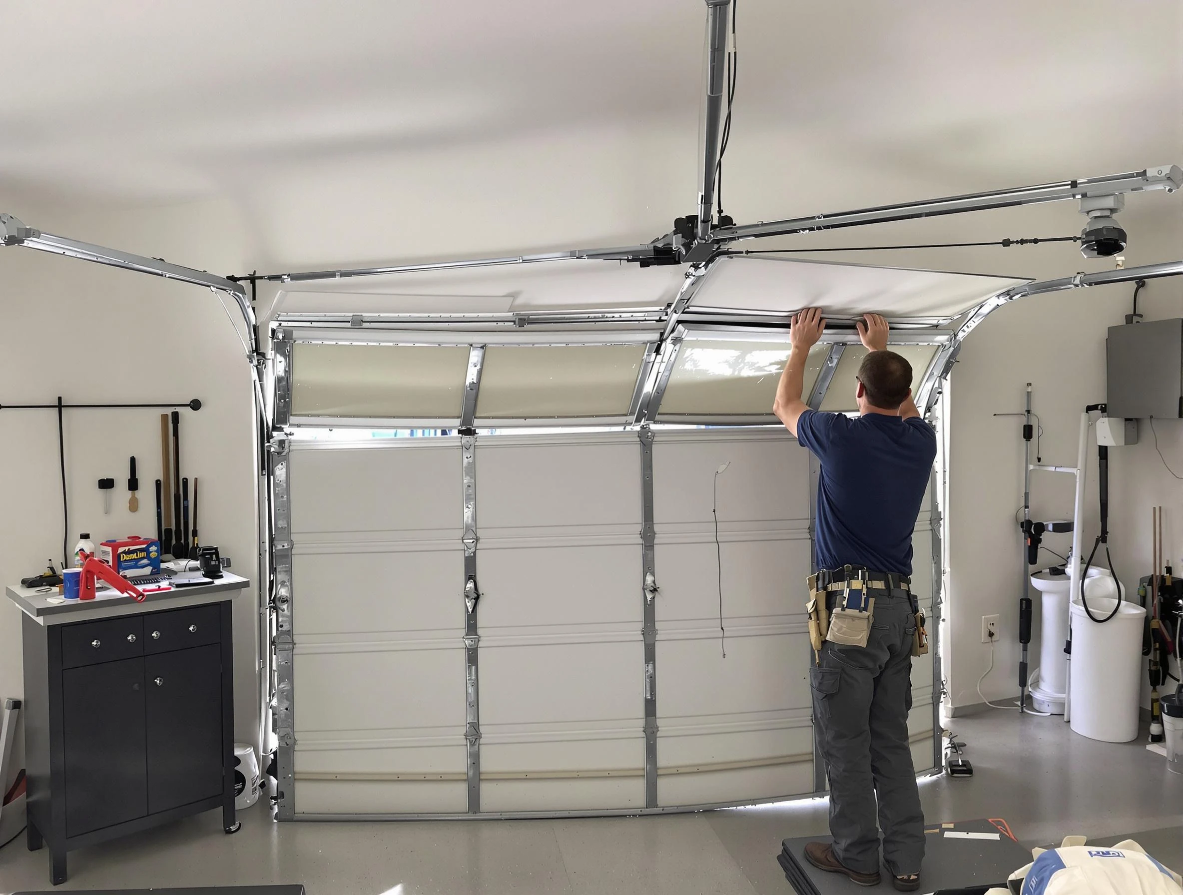 East Point Garage Door Repair specialist performing precise section replacement on East Point garage door