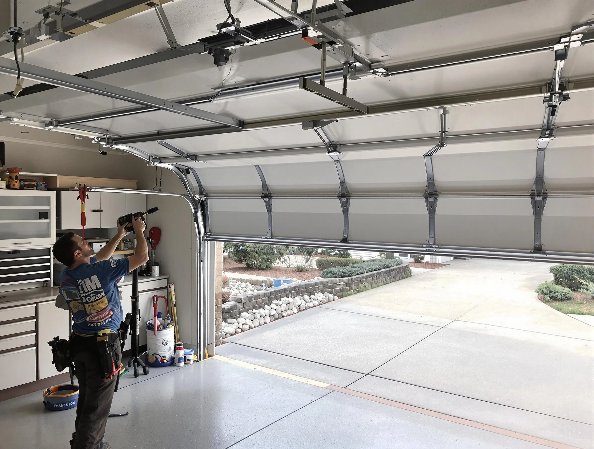 Garage door track repair service by East Point Garage Door Repair in East Point